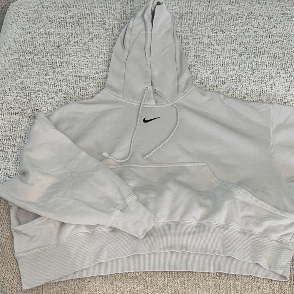 Nike Light Gray Cropped Hoodie